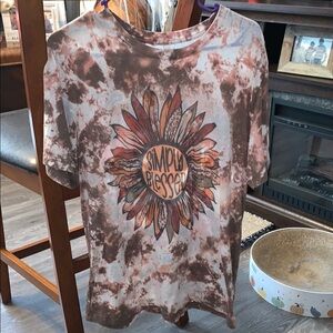 Bella+Canvas Womens Brown Tie-Dye Simply Blessed T-Shirt Size Large